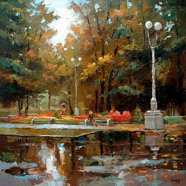 Осенний дождь художник Дмитрий Спирос