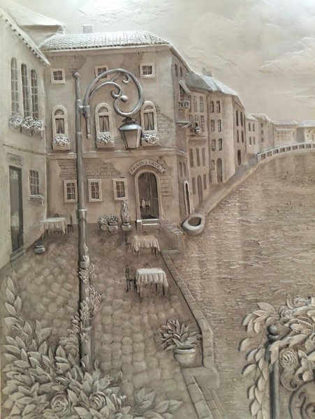 Судаков Сергей барельеф картины улицы Италии