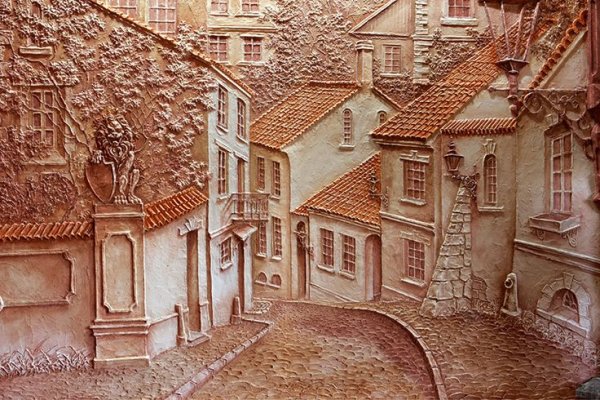 Панно из глины город