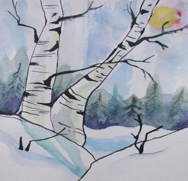 Рисунки зимы для срисовки