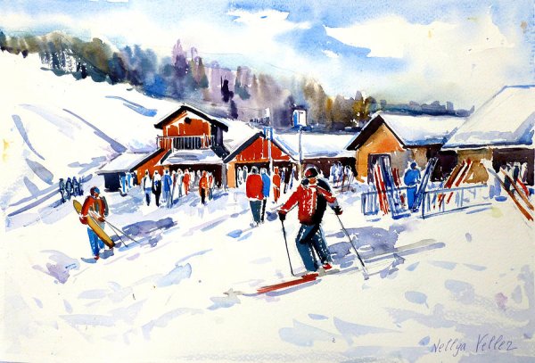 Горнолыжный курорт живопись