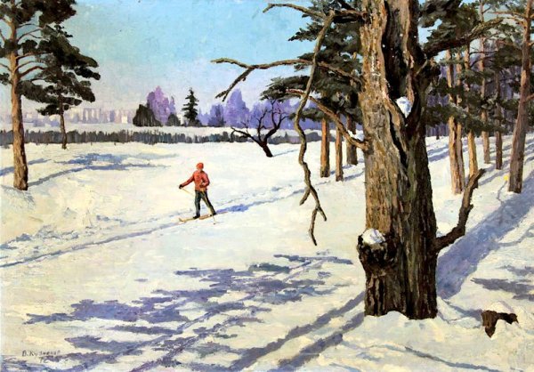 Горные лыжи живопись