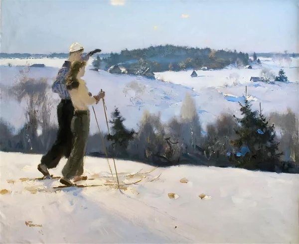 Зимний пейзаж Лыжня