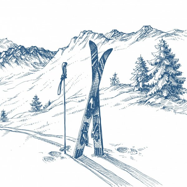 Зимний пейзаж Лыжня