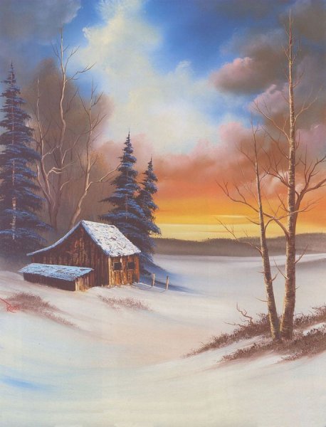 Боб Росс зимний пейзаж