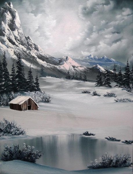 Blue Winter Day easy and Relaxing Landscape Painting techniques