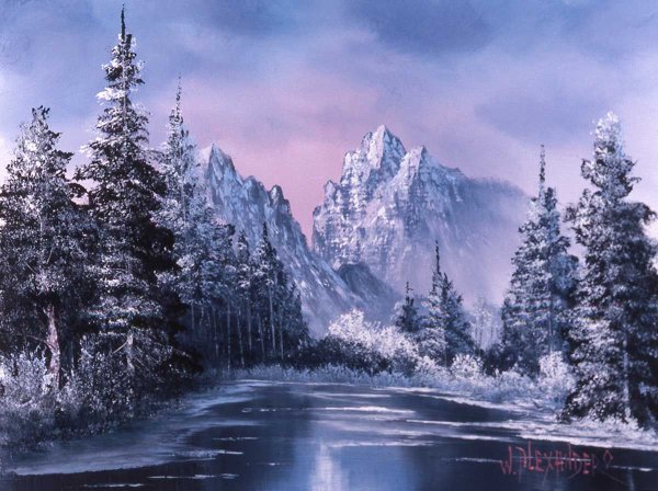 Портрет на фоне снежного пейзажа арт