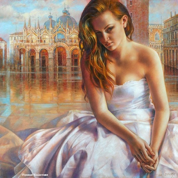 Портрет на фоне пейзажа рисунок