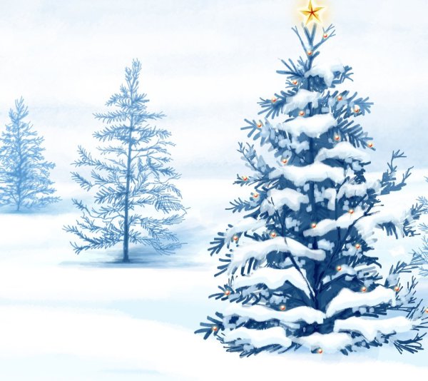 Зимний лес рисунок