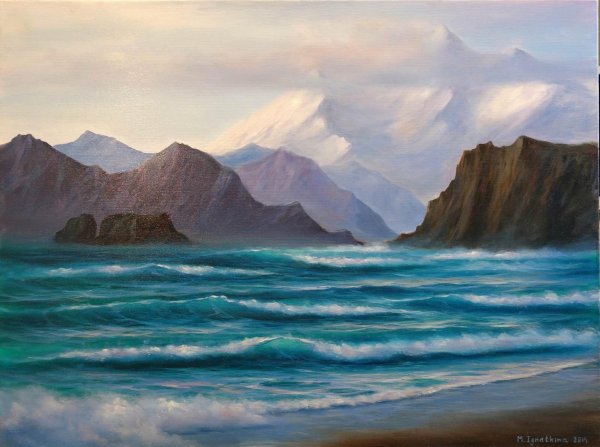 "Горы и море" - пейзаж Васильев