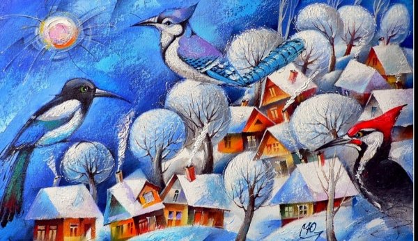 Рисование первый снег