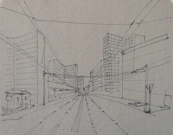 Город двухточечная линейная перспектива)