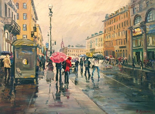 Городской пейзаж с людьми