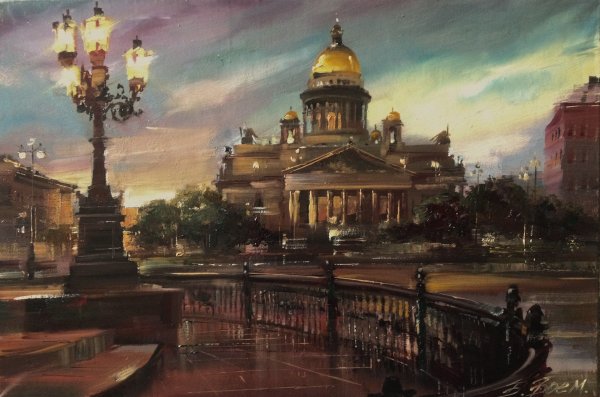 Городской пейзаж Петербург холст масло Сергей Демиденко