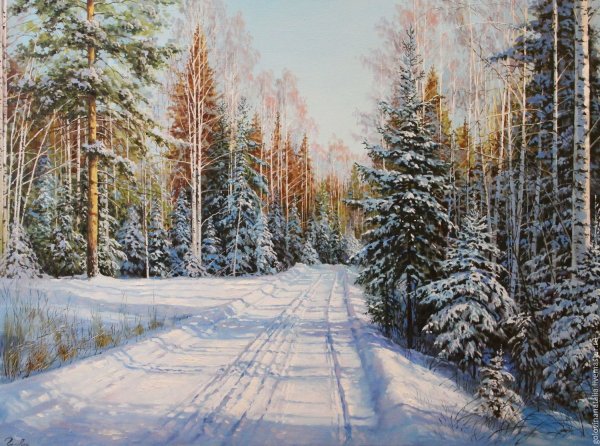 Леднев Александр Алексеевич . Зимний пейзаж.