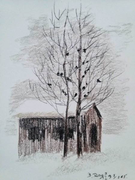 Зимний пейзаж набросок