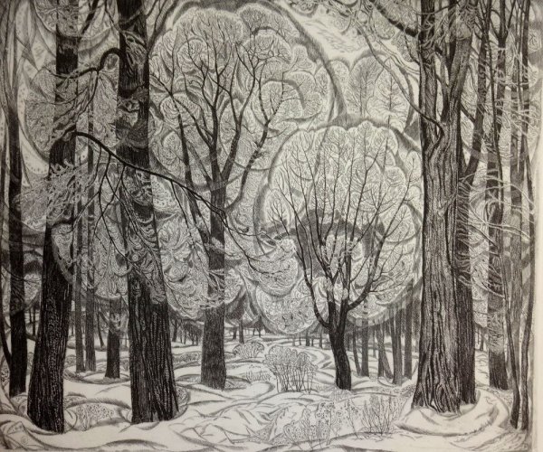 Графический зимний пейзаж