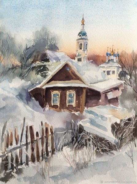 Деревня акварелью