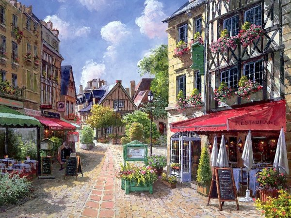 Картина по номерам "уличное кафе" Кан