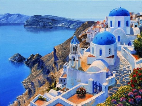 Скетч акварель Греция