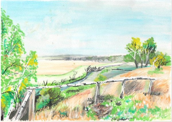 Пейзаж Бежин луг рисунок