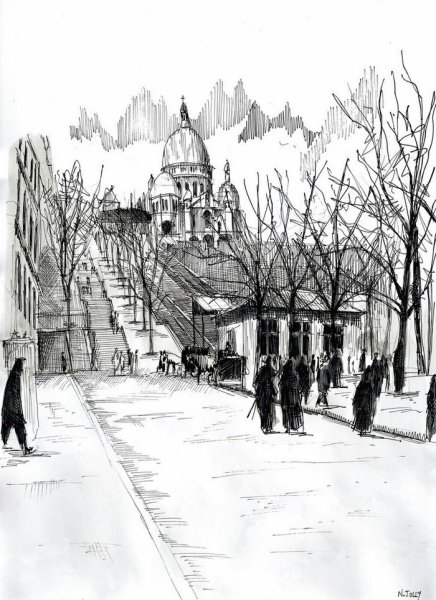 Акварель Монмартр