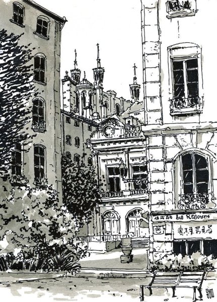 Городской пейзаж в графике