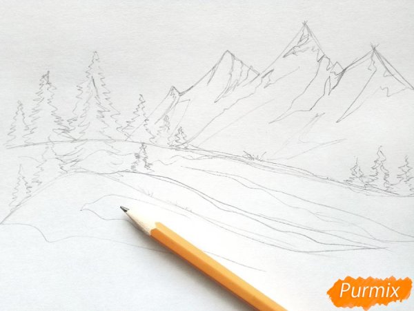 Зимний пейзаж карандашом для начинающих