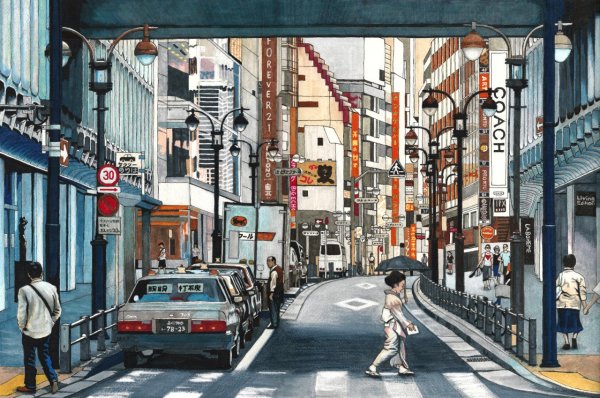 Нарисованная улица Японии