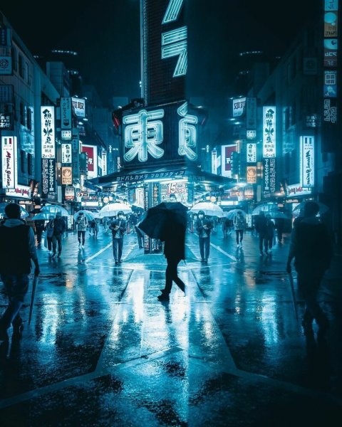Япония Токио ночью