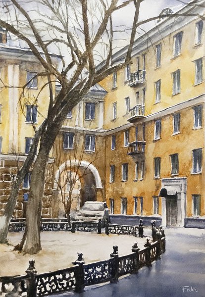 Машков городской зимний пейзаж