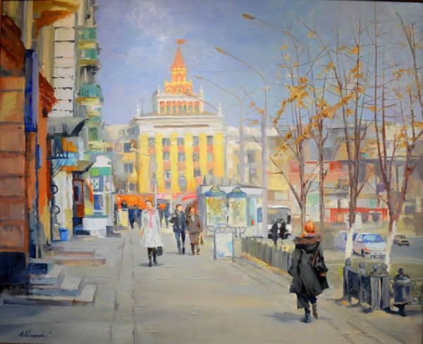 Новокузнецк городской пейзаж маслом