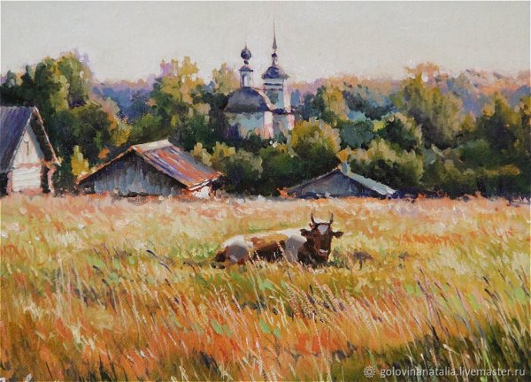 Деревенский пейзаж маслом