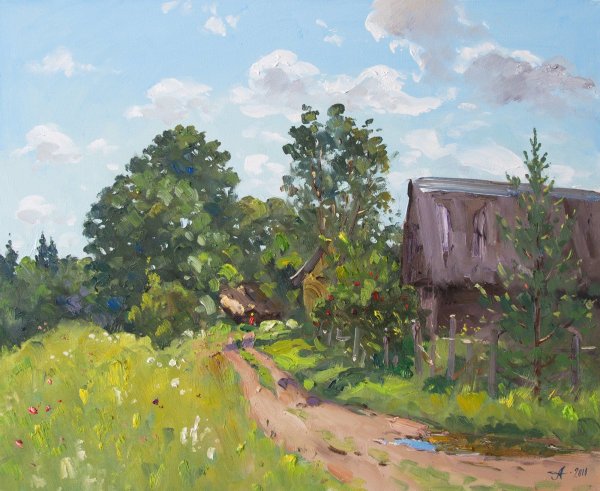 Деревенские пейзажи маслом на холсте