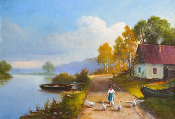 Деревенский пейзаж Базанова