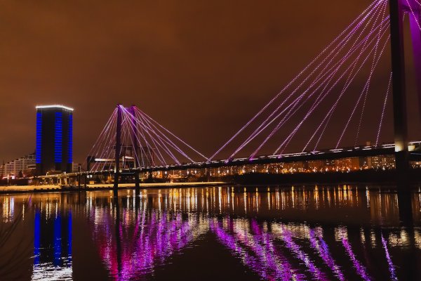 Вантовый мост Красноярск вечер