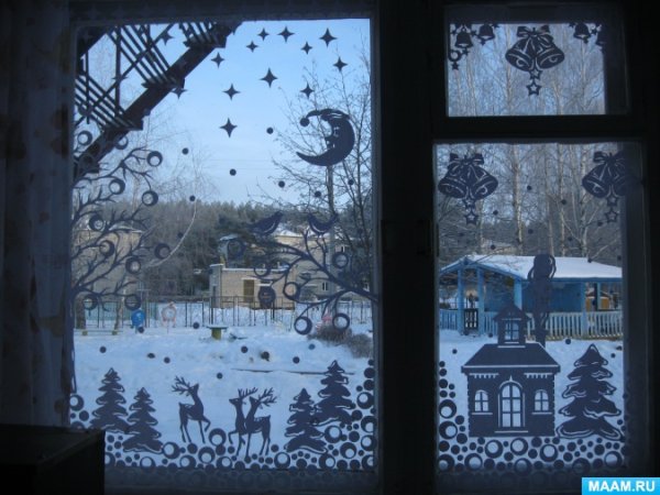 Зимняя композиция на окно