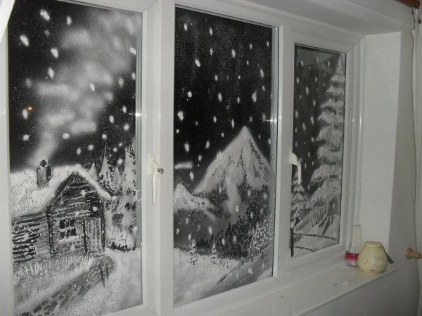 Новогодняя роспись окон