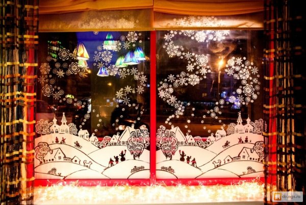 Расписанные витрины на новый год