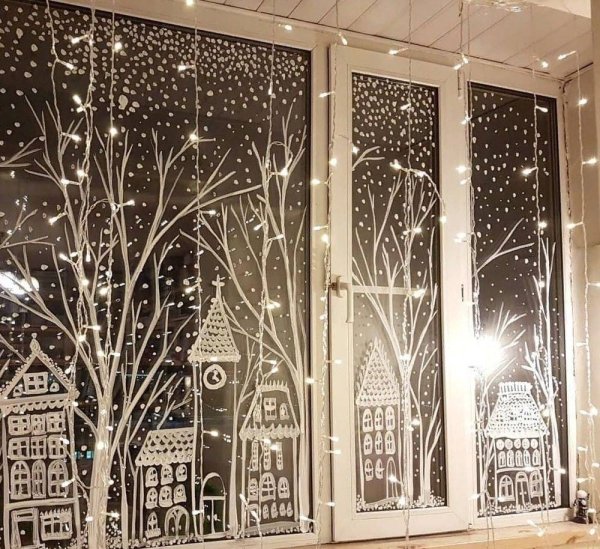 Новогоднее украшения на окна