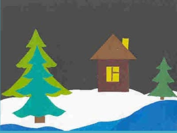 Аппликация домик с елочкой