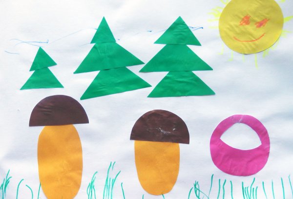 Аппликация грибы из геометрических фигур