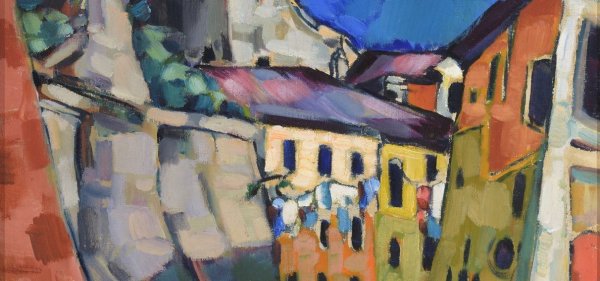 Картина маслом красный камень