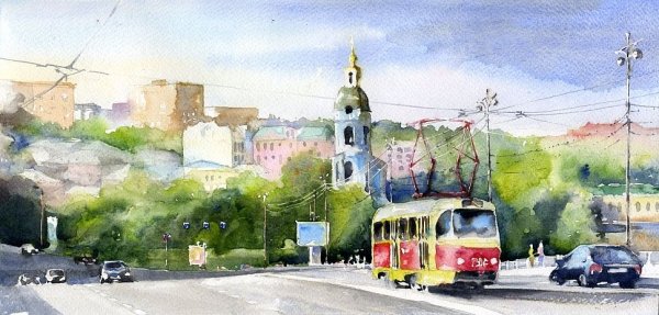 Акварель Владимира Тупоршина пейзажи города