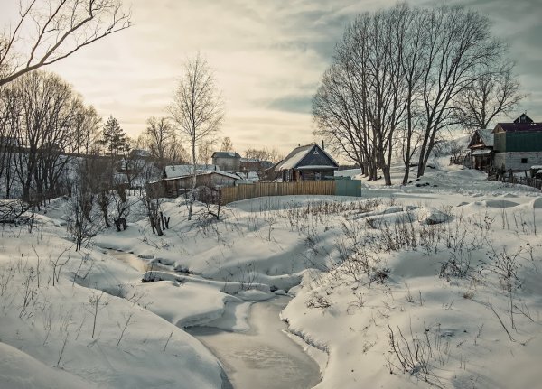 Зимнее утро в деревне