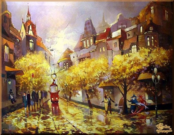 Картины Козлова Дмитрия улочки Москвы маслом