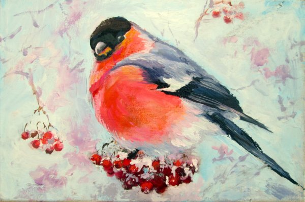 Синичка красками