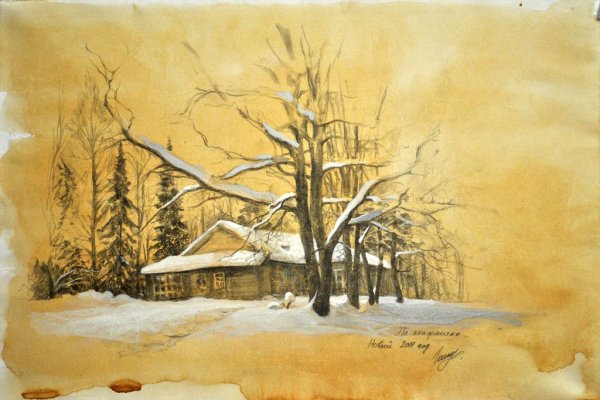 Зимний пейзаж в графике