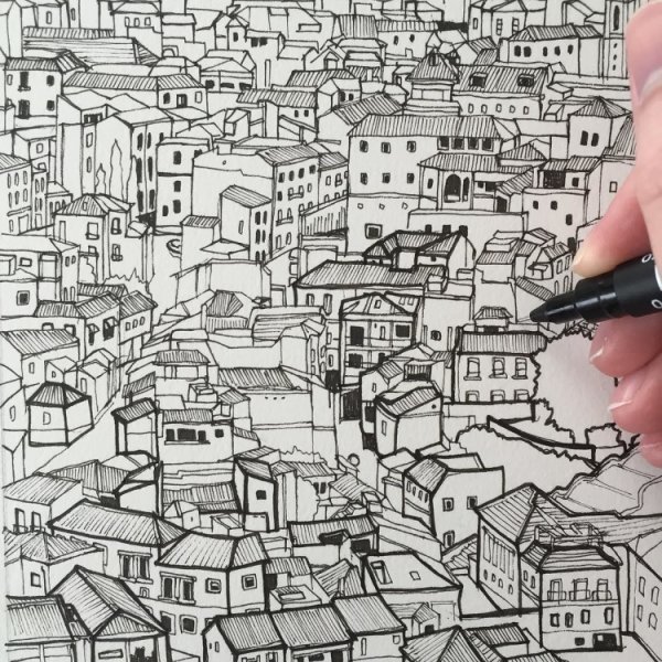 Город черной ручкой