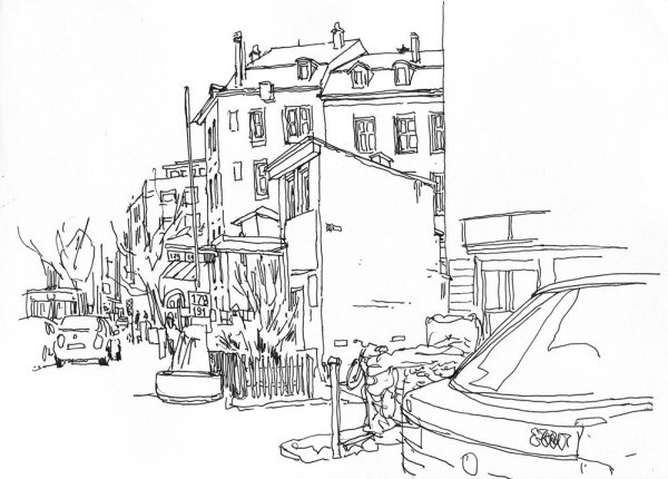 Эскиз города рисунок